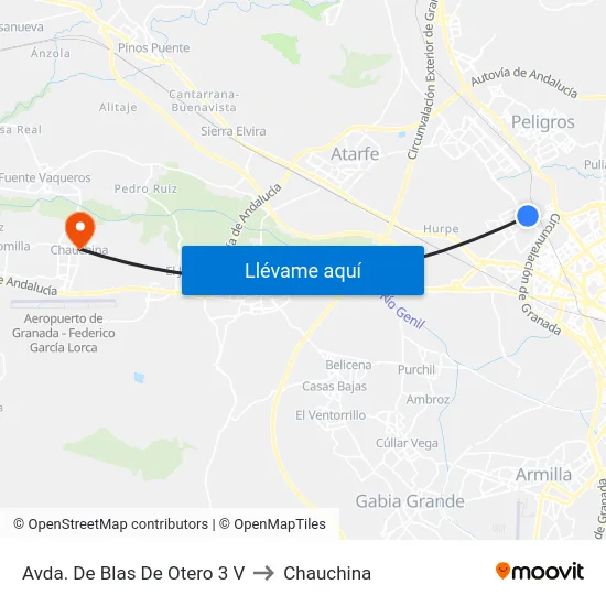 Avda. De Blas De Otero 3 V to Chauchina map