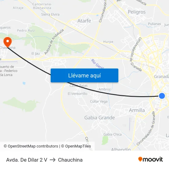 Avda. De Dílar 2 V to Chauchina map