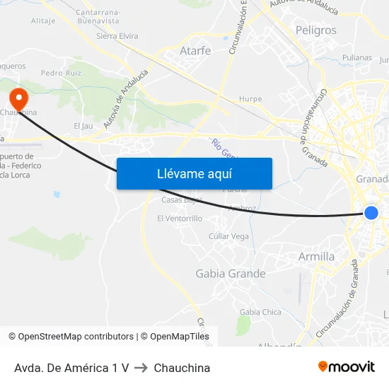 Avda. De América 1 V to Chauchina map