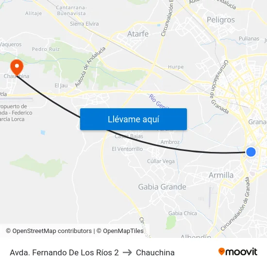 Avda. Fernando De Los Ríos 2 to Chauchina map