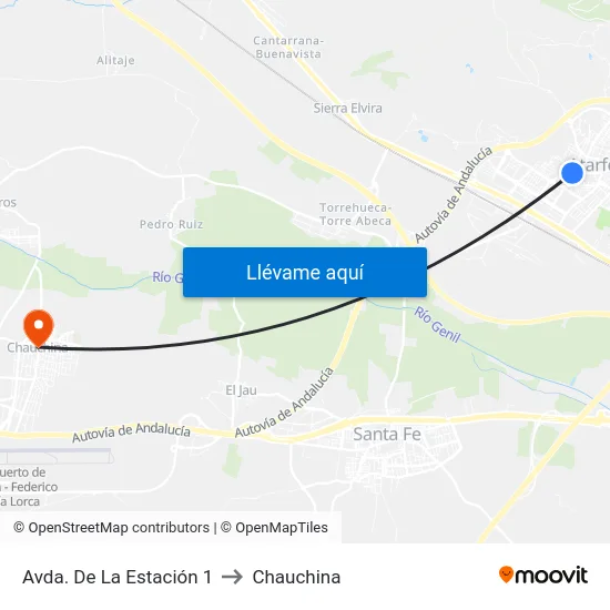 Avda. De La Estación 1 to Chauchina map