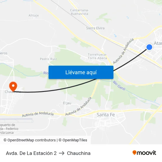 Avda. De La Estación 2 to Chauchina map
