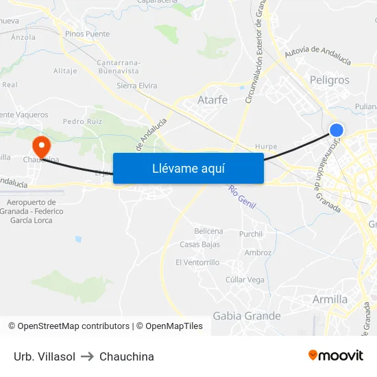 Urb. Villasol to Chauchina map
