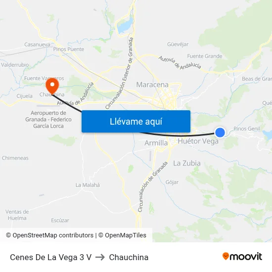 Cenes De La Vega 3 V to Chauchina map