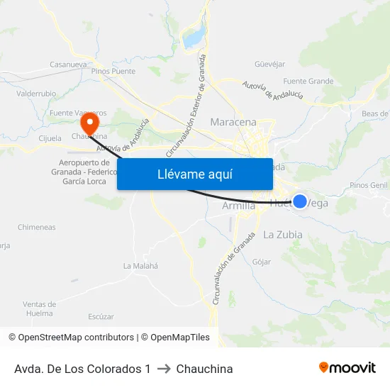 Avda. De Los Colorados 1 to Chauchina map