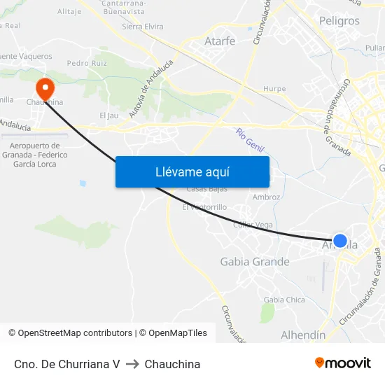 Cno. De Churriana V to Chauchina map