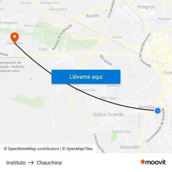 Instituto to Chauchina map