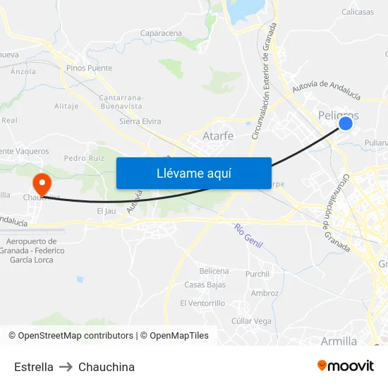 Estrella to Chauchina map
