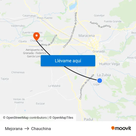 Mejorana to Chauchina map