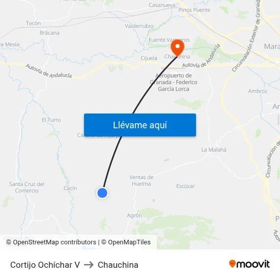 Cortijo Ochíchar V to Chauchina map