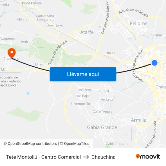 Tete Montoliú - Centro Comercial to Chauchina map