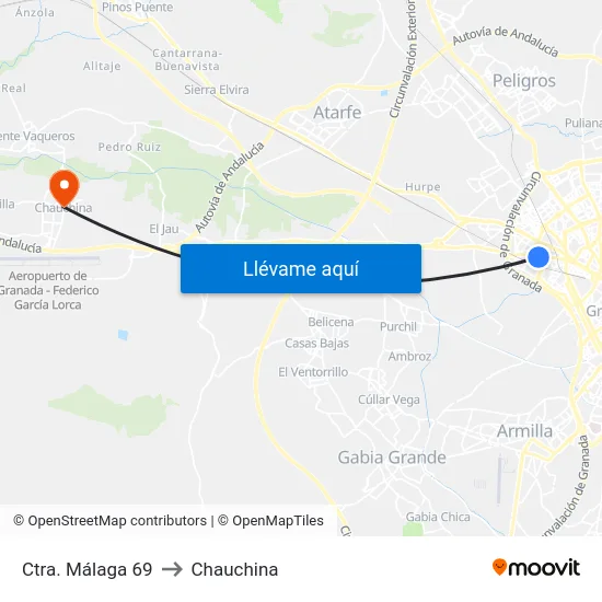 Ctra. Málaga 69 to Chauchina map