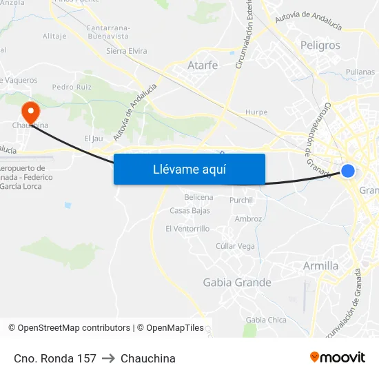 Cno. Ronda 157 to Chauchina map