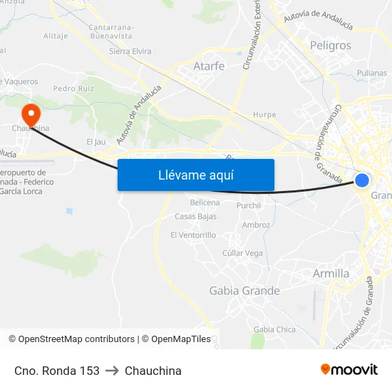 Cno. Ronda 153 to Chauchina map