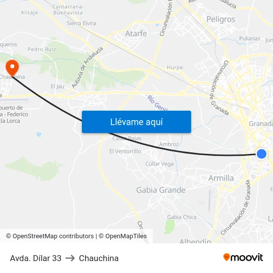 Avda. Dílar 33 to Chauchina map