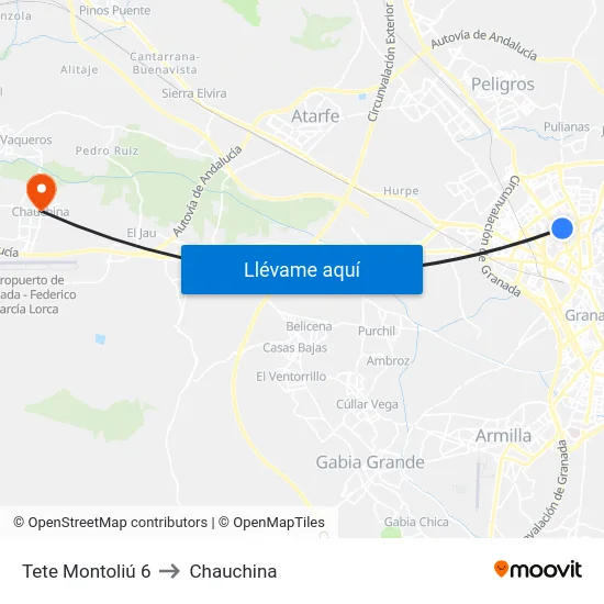 Tete Montoliú 6 to Chauchina map