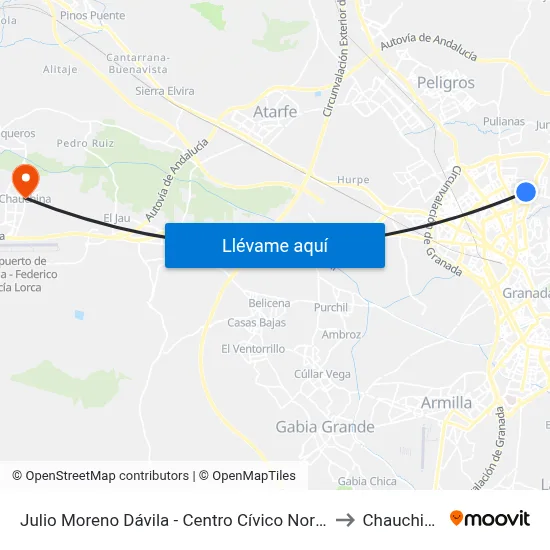 Julio Moreno Dávila - Centro Cívico Norte to Chauchina map