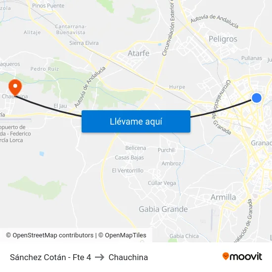 Sánchez Cotán - Fte 4 to Chauchina map