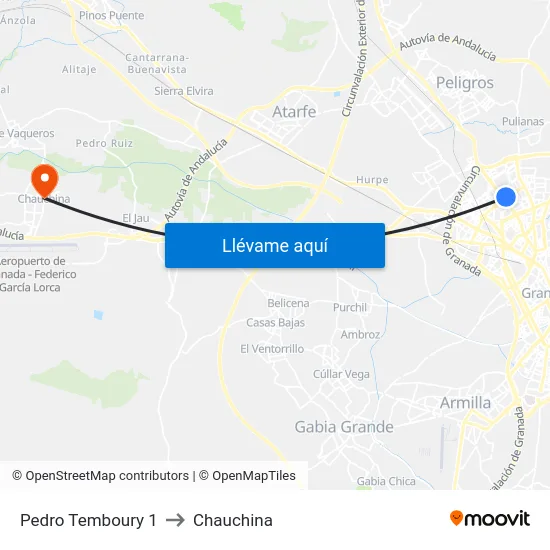Pedro Temboury 1 to Chauchina map