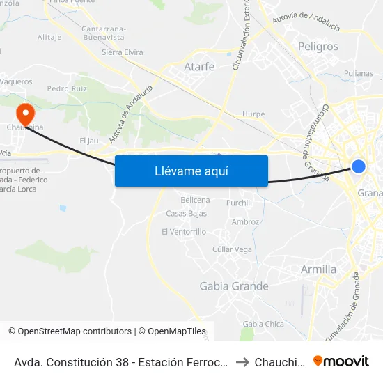 Avda. Constitución 38 - Estación Ferrocarril to Chauchina map