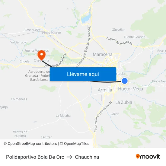 Polideportivo Bola De Oro to Chauchina map