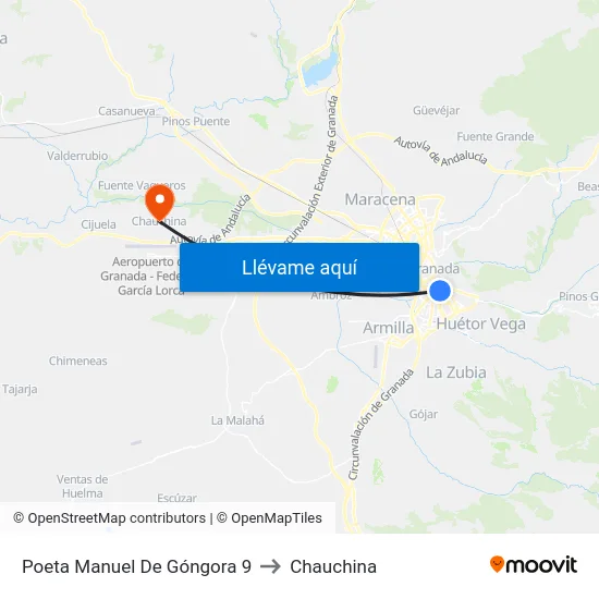 Poeta Manuel De Góngora 9 to Chauchina map