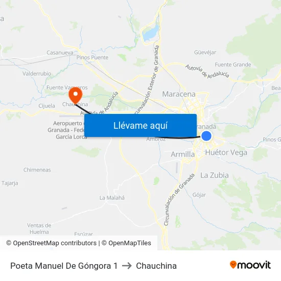 Poeta Manuel De Góngora  1 to Chauchina map