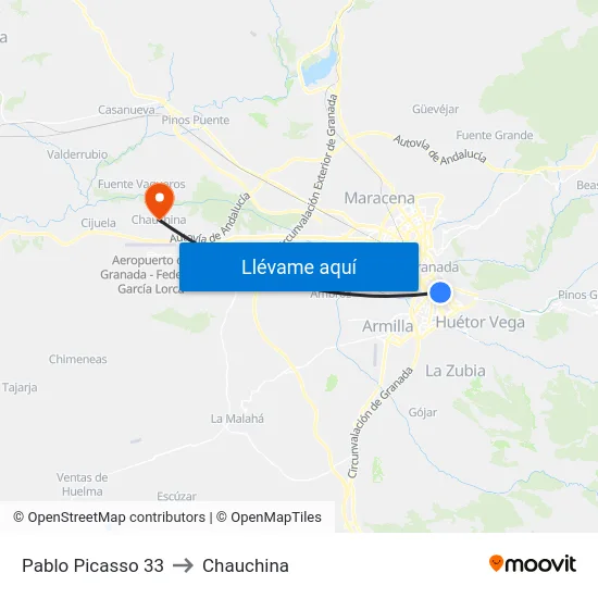 Pablo Picasso 33 to Chauchina map