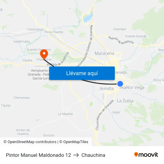 Pintor Manuel Maldonado 12 to Chauchina map