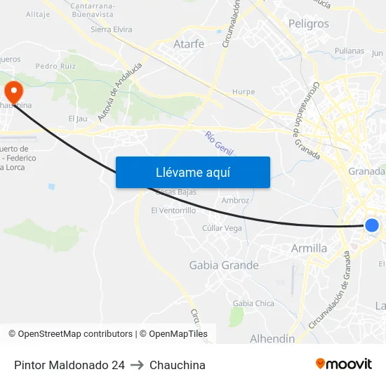 Pintor Maldonado 24 to Chauchina map