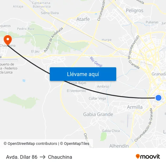 Avda. Dílar 86 to Chauchina map