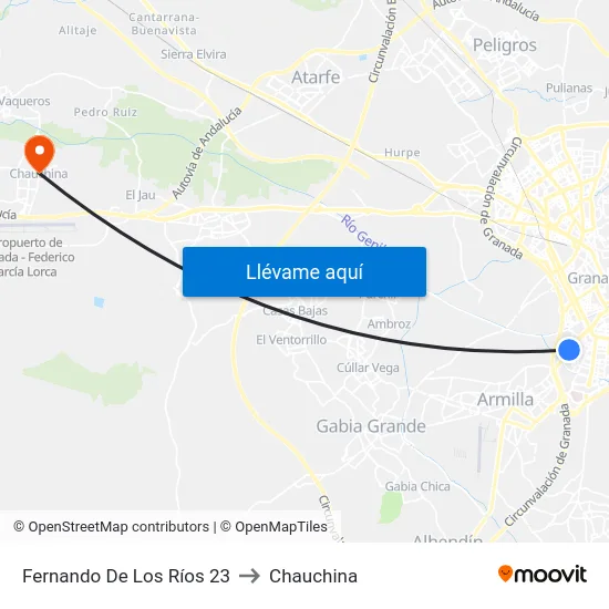 Fernando De Los Ríos 23 to Chauchina map