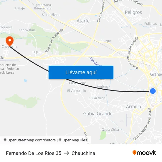 Fernando De Los Ríos 35 to Chauchina map