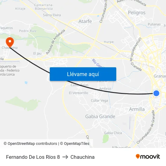 Fernando De Los Ríos 8 to Chauchina map