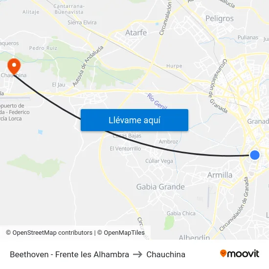 Beethoven - Frente Ies Alhambra to Chauchina map