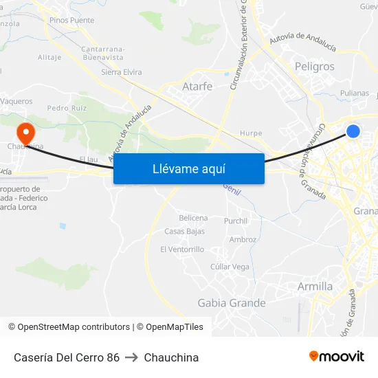 Casería Del Cerro 86 to Chauchina map