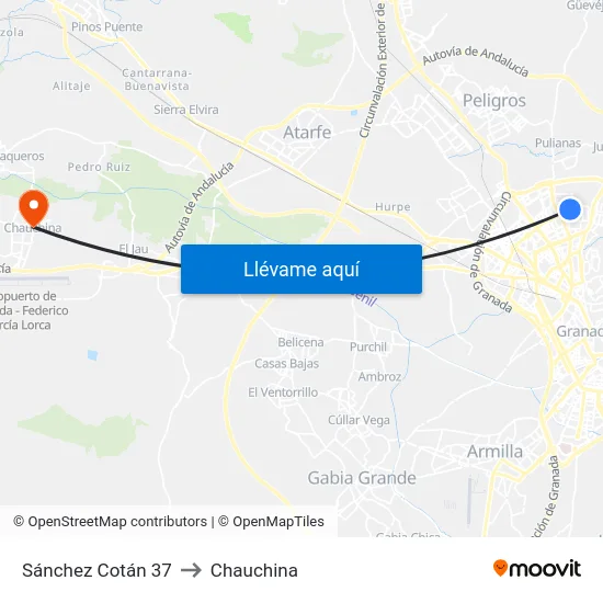 Sánchez Cotán 37 to Chauchina map