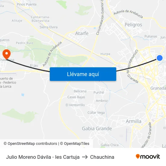 Julio Moreno Dávila - Ies Cartuja to Chauchina map