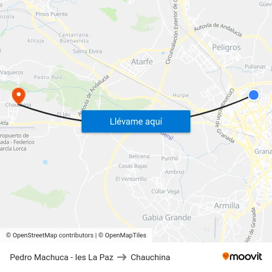 Pedro Machuca - Ies La Paz to Chauchina map