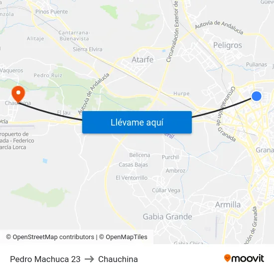 Pedro Machuca 23 to Chauchina map
