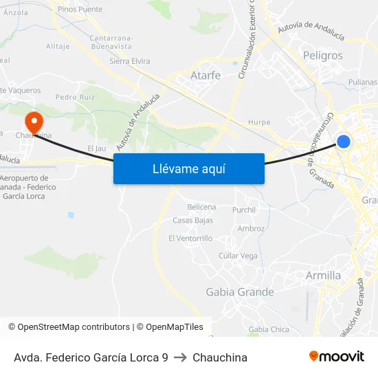 Avda. Federico García Lorca 9 to Chauchina map