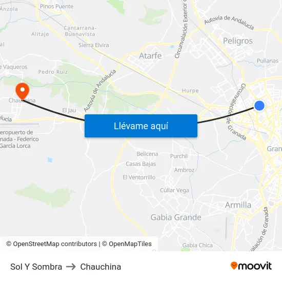 Sol Y Sombra to Chauchina map