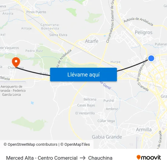 Merced Alta - Centro Comercial to Chauchina map
