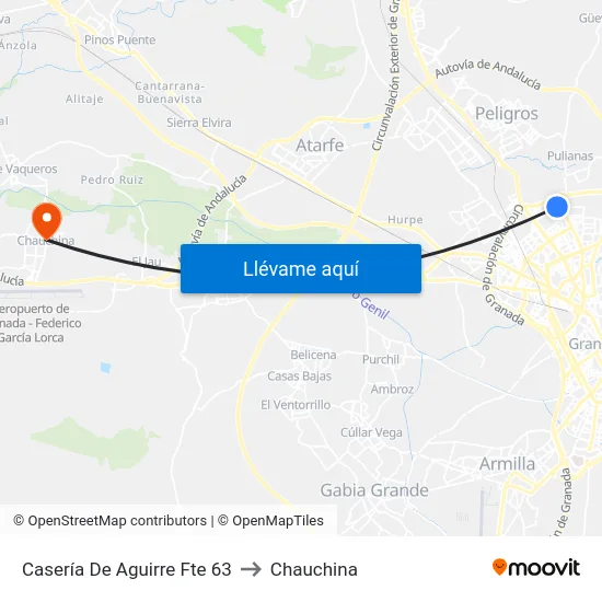 Casería De Aguirre Fte 63 to Chauchina map