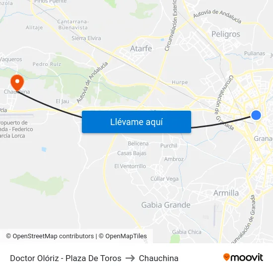 Doctor Olóriz - Plaza De Toros to Chauchina map