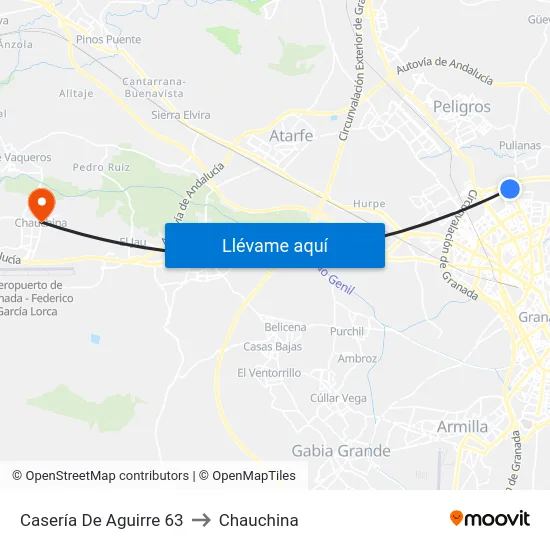 Casería De Aguirre 63 to Chauchina map