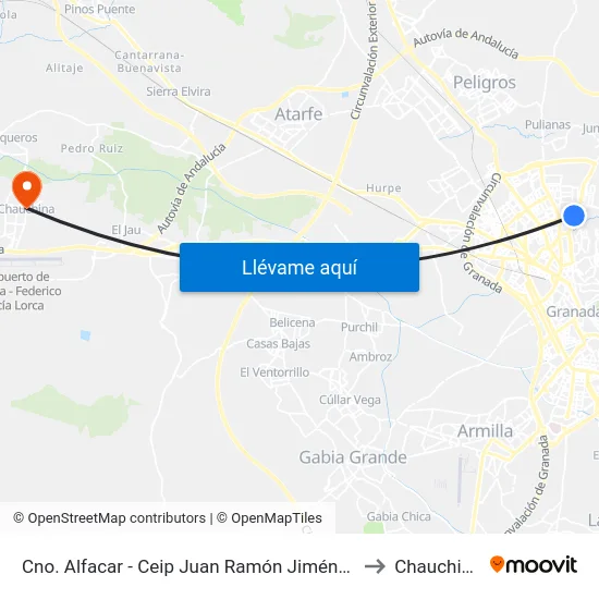 Cno. Alfacar - Ceip Juan Ramón Jiménez to Chauchina map