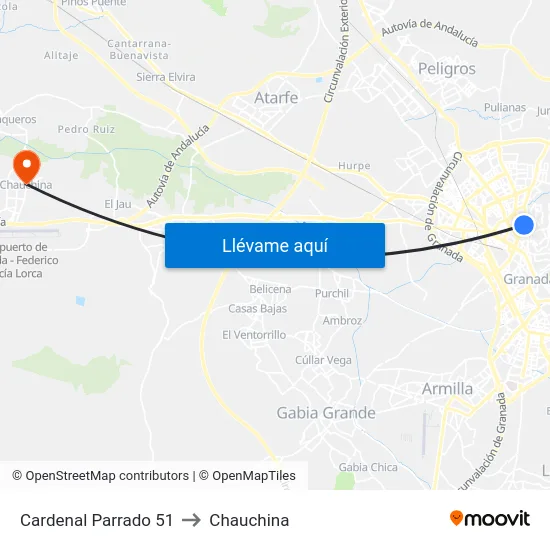 Cardenal Parrado 51 to Chauchina map