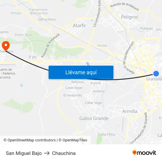 San Miguel Bajo to Chauchina map