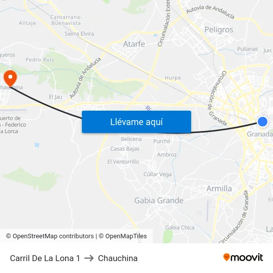 Carril De La Lona 1 to Chauchina map